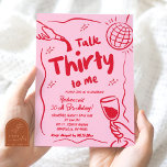 Invitación Vintage Retro Rojo Rosa Ilustrado en 30 años<br><div class="desc">Vintage Retro Rojo Rosa Ilustrado Invitación a cumplir 30 años</div>