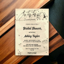 Invitación Vintage Retro Rustic Bridesmaids Vieja ducha de no