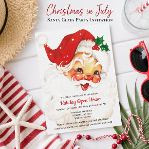 Invitación Vintage Retro Santa Claus Navidad