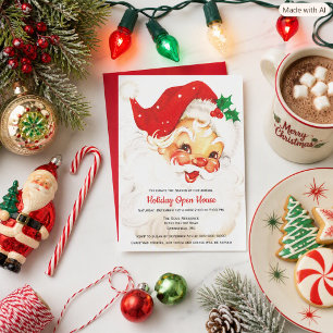 Invitación Vintage Retro Santa Claus Navidad