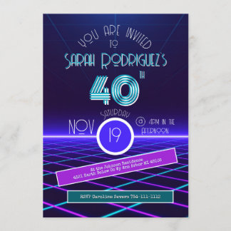 Invitación Vintage Retro Stripe 1986 80's Photo 40th Birthday