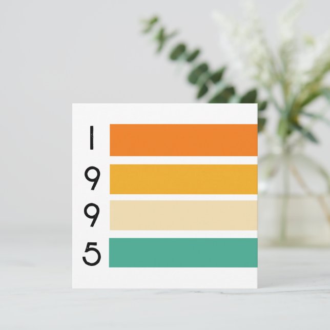 Invitación Vintage retro Stripe Sunset de 1995 (Anverso de pie)