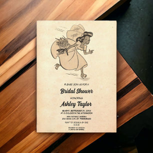 Invitación Vintage Retro Vestido De Novia Vieja Ducha Rústica