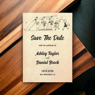 Invitación Vintage Retro Vieja Ceremonia Boda Guardar la fech