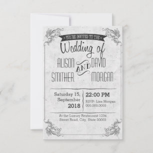 Invitación Vintage retro wedding invitation