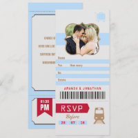 Vintage Retro Wedding RSVP Ticket Stub foto