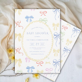 Invitación Vintage Ribbons Watercolor Baby Shower