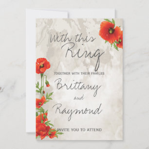 INVITACIÓN VINTAGE ROJO POPPIES BODA