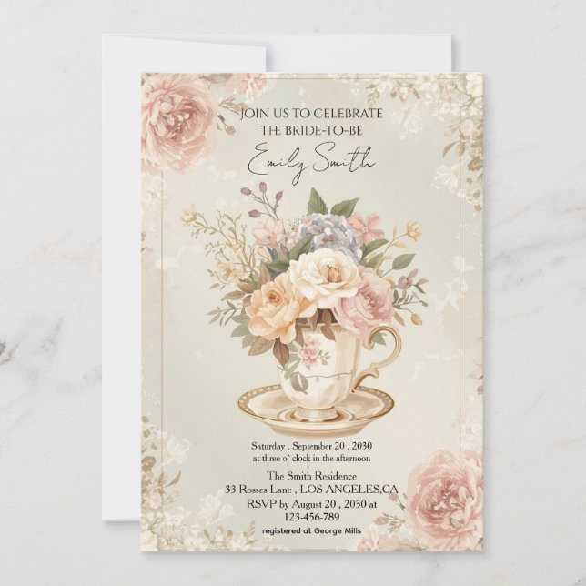 Invitación Vintage Romantic Moda Bridal Shower (Anverso)