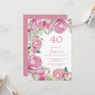 Invitación Vintage Romantic Rosas Cumpleaños