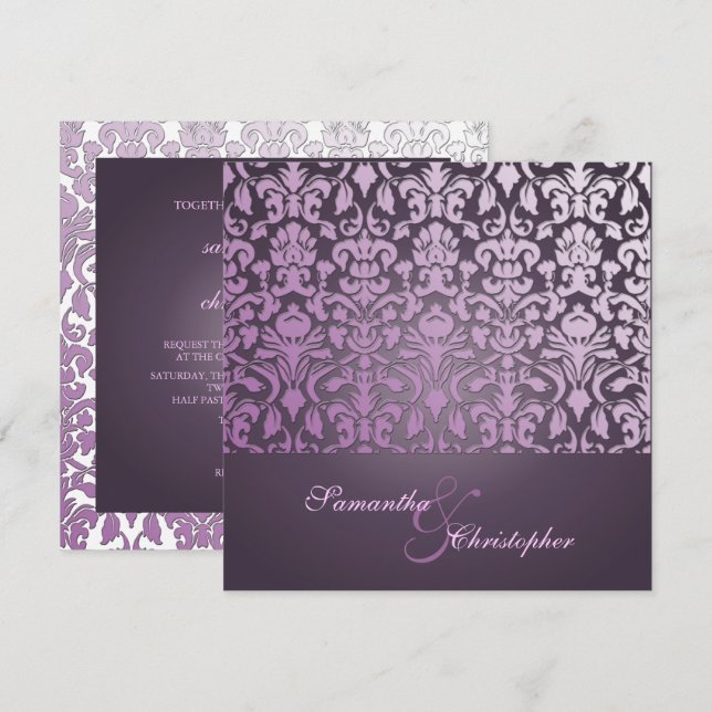 INVITACIÓN VINTAGE+ROMÁNTICA DAMASCA/PURPLE/INVITACIONES (Anverso / Reverso)