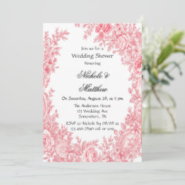 Invitación Vintage Romántica Flor De Hielo Rosa Ducha De Boda