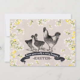 Invitación Vintage Rooster & Hens Easter Brunch