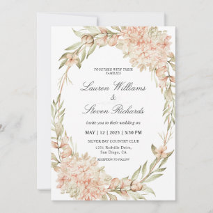 Invitación Vintage rosa blanco personalizado Hydrangea Floral