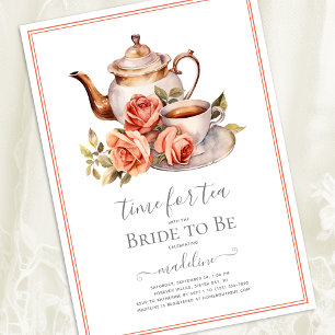 Invitación Vintage Rosa tiempo para duchadora de novias con t