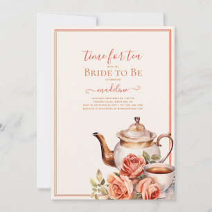 Invitación Vintage Rosa tiempo para duchadora de novias con t