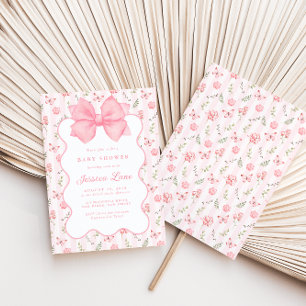 Invitación Vintage Rosas elegantes de color rosa negro Baby S