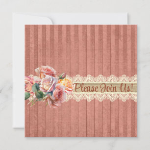 Invitación Vintage Rosas Lace Shower