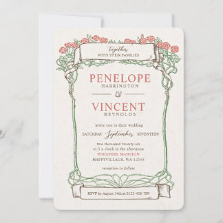 Invitación Vintage Rose Frame Wedding