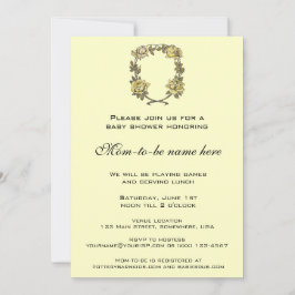 Invitación Vintage Rose Wreath, Spring or Summer Baby Shower