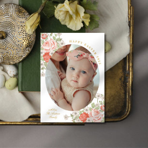 Invitación Vintage Rosebud Easter Photo Greet