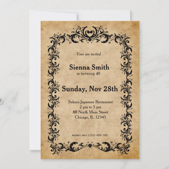 Invitación Vintage Royal (Anverso)