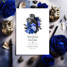 Vintage Royal Blue Owls Boda gótico Código QR