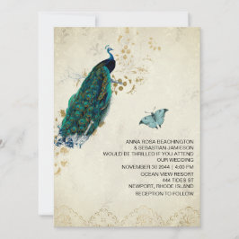 Invitación *~* Vintage RSVP QR Victorian Peacock AR24 Boda