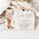 Invitación Vintage Rubor Boho Floral Cowgirl 40 años<br><div class="desc">Vintage Rubor Boho Floral Cowgirl 40th Birthday Invitation Cowgirl boot hola invitación de 40 cumpleaños en un estilo rústico con un tenue fondo acuático y borde decorativo. Esta rústica invitación al chica por su cumpleaños,  de temática rústica,  también incluye una copa de champán y un moderno encabezado de caligrafía.</div>
