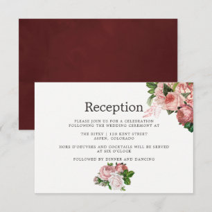 Invitación Vintage Rubor & Burgundy Floral Wedding