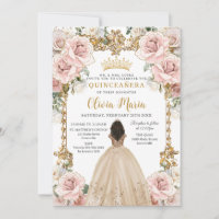 Vintage Rubor Champagne Vestido Floral Quinceanera