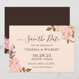 Invitación Vintage Rubor Gold Floral Wedding Save the Date