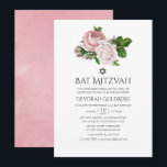 Invitación Vintage Rubor Pink Floral Bat Mitzvah<br><div class="desc">Invitación de mitzvah de murciélago de rosas rosadas de color rosa de color rosa vintage diseñada para ser rápida y fácilmente adaptada a las especificaciones de su evento.</div>