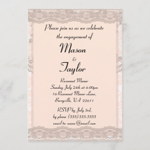 Invitación Vintage Rubor Pink Lace Engagement Party