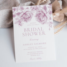 Invitación Vintage Rubor Rosa Elegante Ducha Bridal