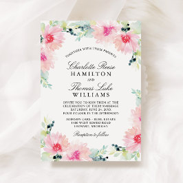 Invitación Vintage Rubor Spring Floral Watercolor Boda
