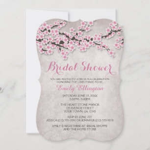 Invitación Vintage Rustic Cherry Blossom Bridal Shower
