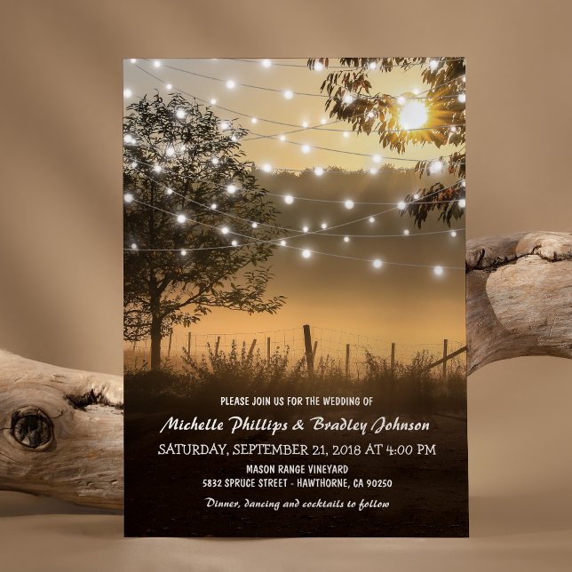 Invitación Vintage Rustic Country Lights Boda (Subido por el creador)