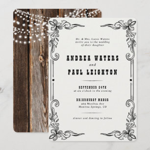 Invitación Vintage Rustic Elegant Wedding