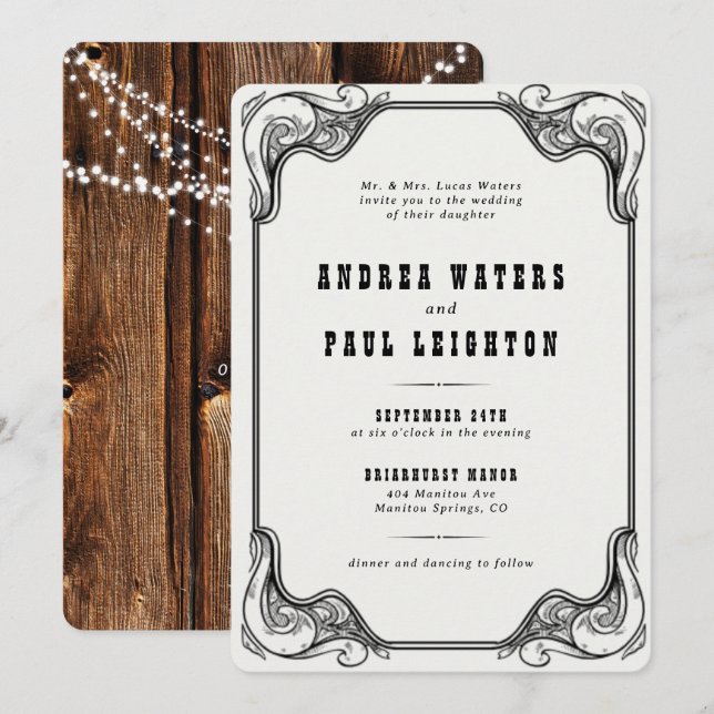Invitación Vintage Rustic Elegant Wedding (Anverso / Reverso)