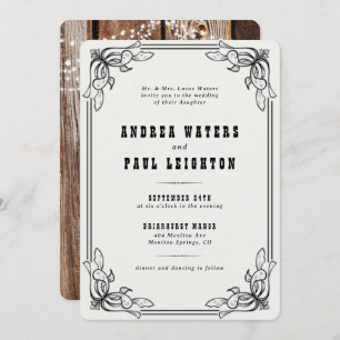 Invitación Vintage Rustic Elegant Wedding