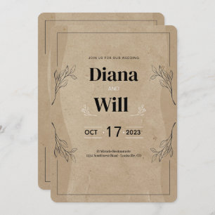 Invitación Vintage Rustic Elegent Parchment Boda