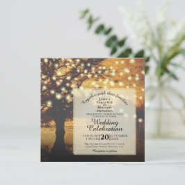 Invitación Vintage Rustic Fall Tree con Boda de luces
