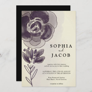 Invitación Vintage Rustic Gold Watercolor Floral Boda