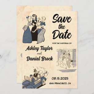 Invitación Vintage Rustic Modern Retro Wedding Save the Date