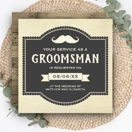 Invitación Vintage Rustic Mustache Groomsman Request