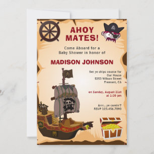 Invitación Vintage Rustic Pirate Theme Baby Shower