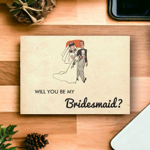 Invitación Vintage Rustic Retro Bride Groom Bridesmaid Card