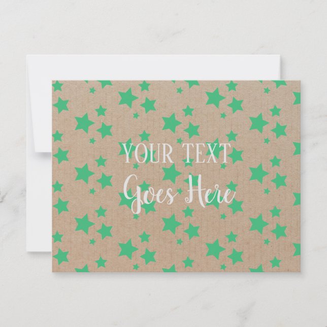 Invitación Vintage Rustic Stars Pattern Kraft Paper Green (Anverso)