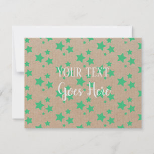Invitación Vintage Rustic Stars Pattern Kraft Paper Green